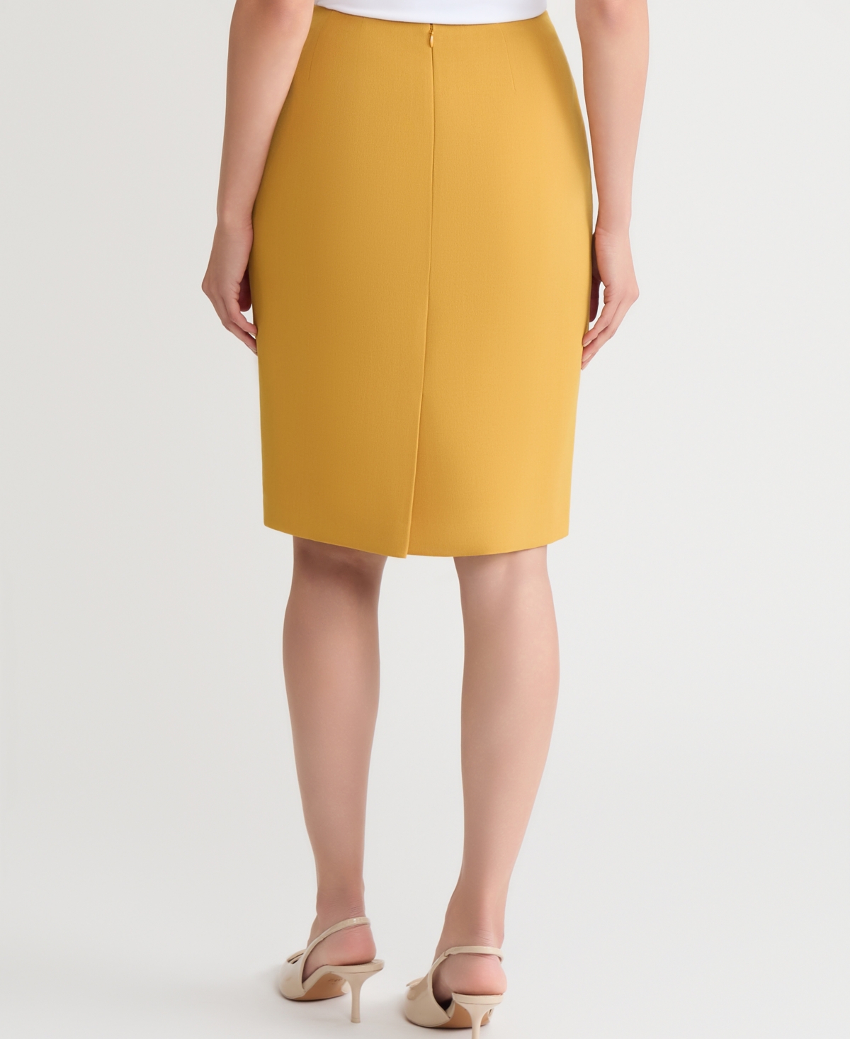 Kasper Women's Stretch-crepe Knee-length Pencil Skirt In Yellow