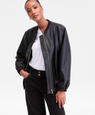 I.N.C. International Concepts - Women's Faux-Leather Bomber Jacket