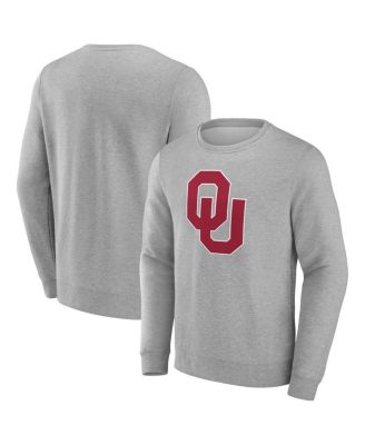 Fanatics - Men's Heather Gray Oklahoma Sooners Applique Fleece Pullover Sweatshirt