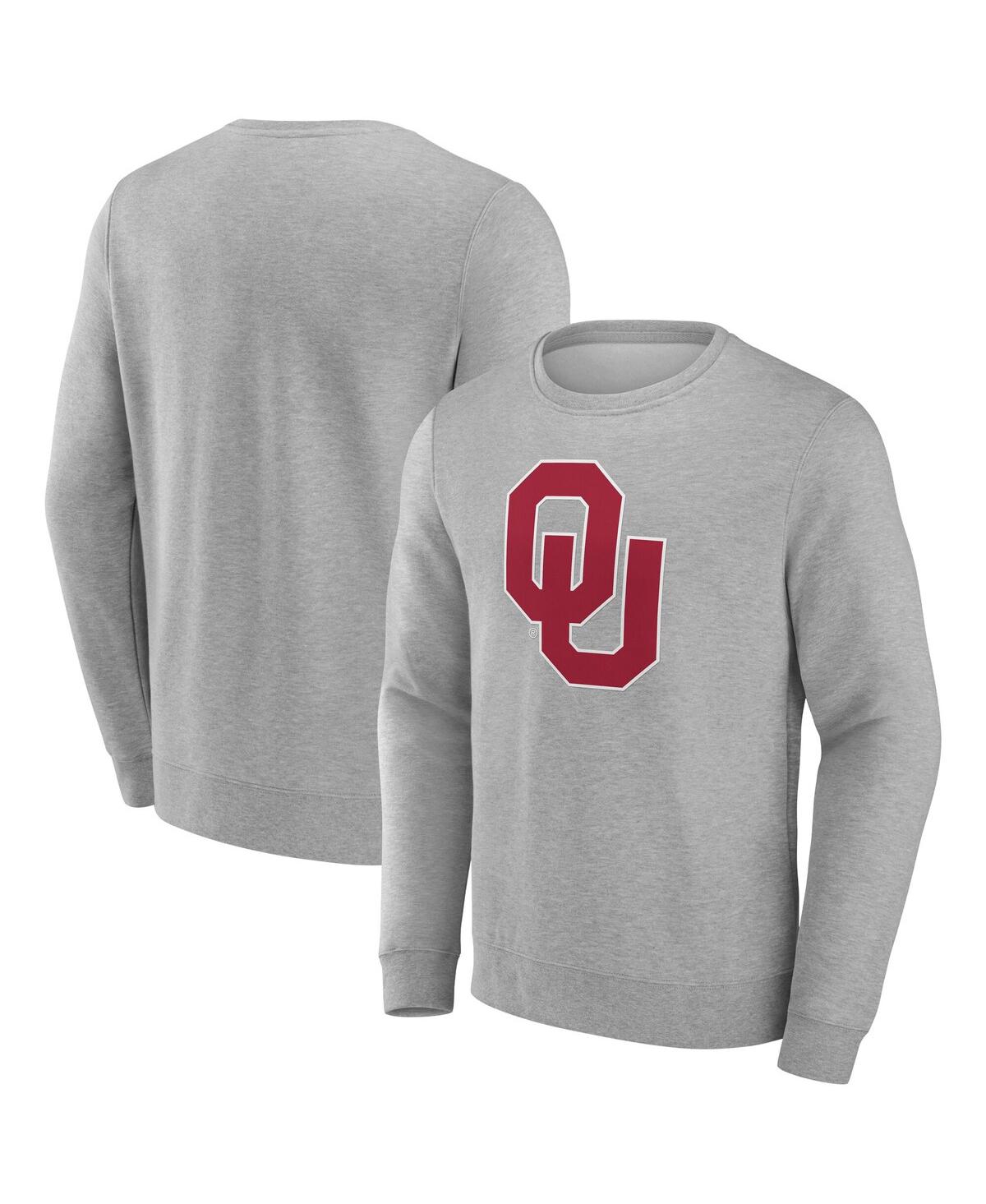 Fanatics Men's Heather Gray Oklahoma Sooners Applique Fleece Pullover Sweatshirt In Gray