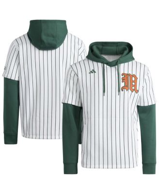 adidas - Men's White/Green Miami Hurricanes Baseball Jersey Hoodie