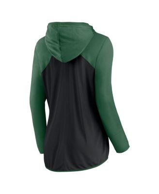 Women's Black/Green New York Jets Script Full-Zip Hoodie