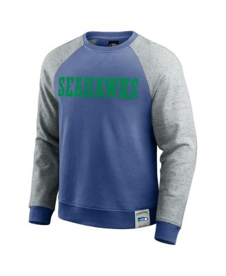 Darius Rucker Collection by Men's Royal/Heather Gray Seattle Seahawks Throwback Color Block Raglan Pullover Sweatshirt
