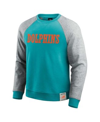 Darius Rucker Collection by Men's Aqua/Heather Gray Miami Dolphins Color Block Pullover Sweatshirt