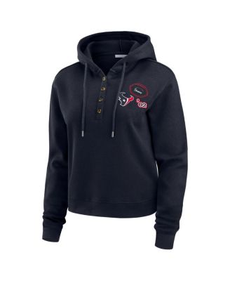 Women's Navy Houston Texans Waffle Hoodie Pullover Top