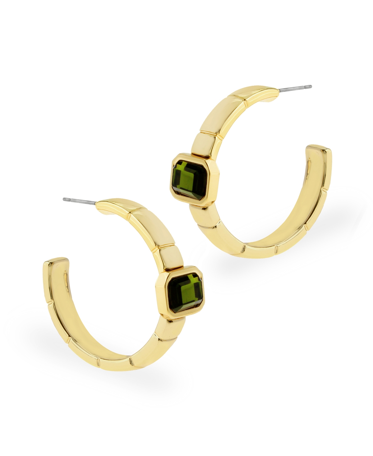 Steve Madden Olivine Gem Watch Chain Hoop Earrings