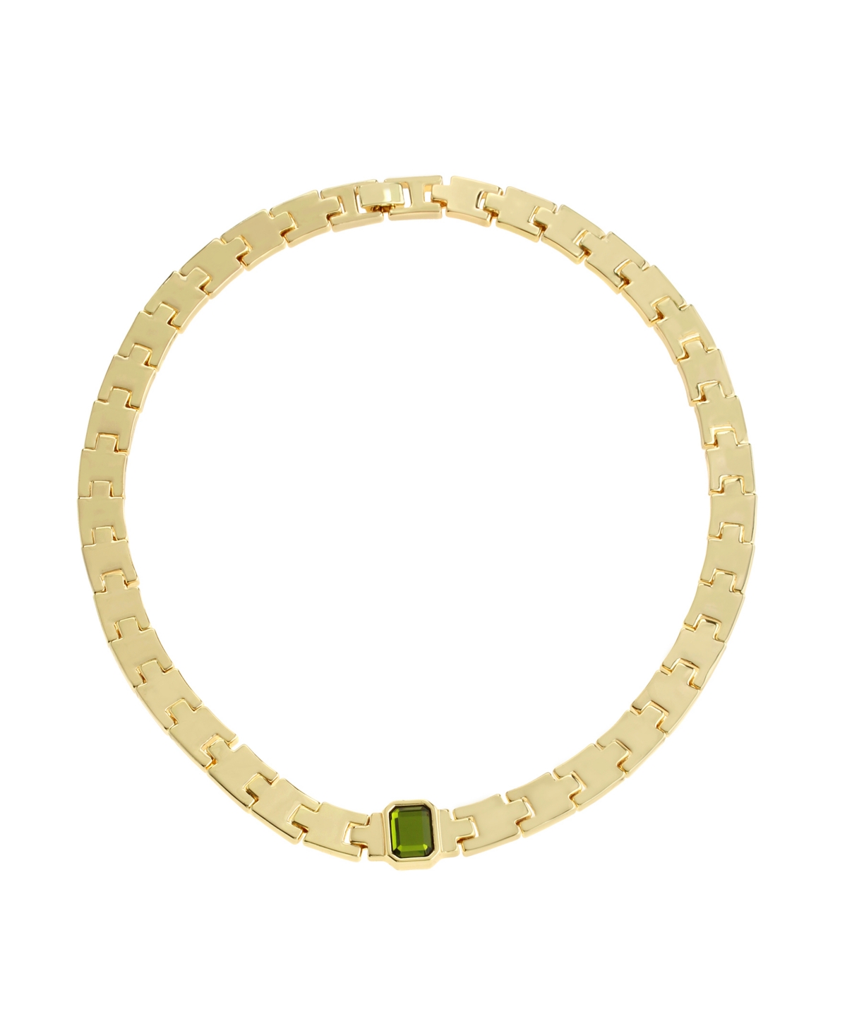 Steve Madden Olivine Gem Watch Chain Collar Necklace