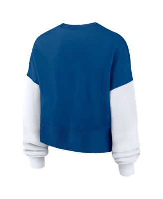 Women's Royal Indianapolis Colts Oversized Color-Block Pullover Sweatshirt