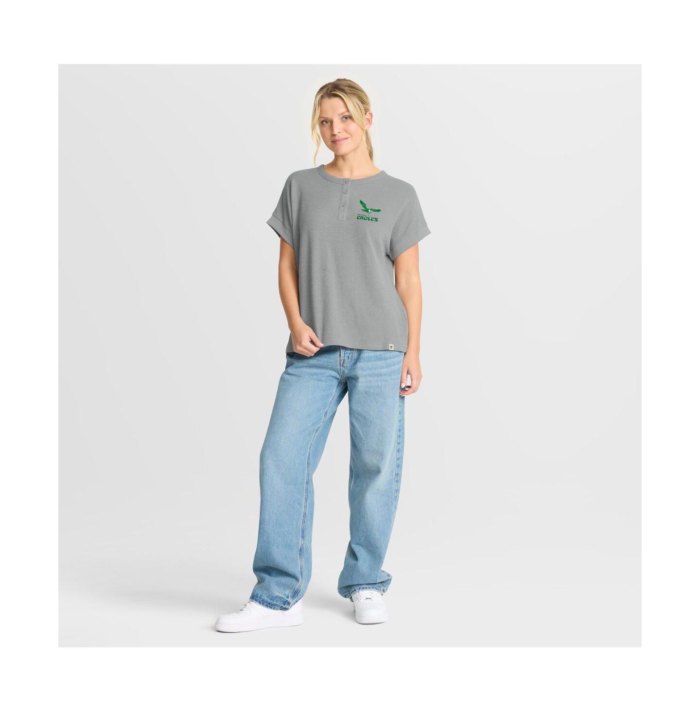 Женская рубашка Fanatics Heather Gray Philadelphia Eagles Oversized Hometown Premium Henley — фото 3