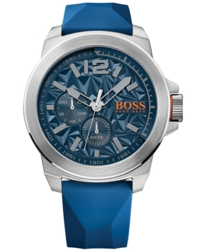 UPC 885997190824 product image for Hugo Boss Men's New York Blue Silicone Strap Watch 50mm 1513348 | upcitemdb.com