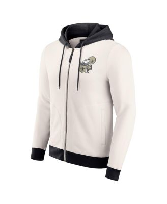 Darius Rucker Collection by Men's Cream New Orleans Saints Distressed Graphics Full-Zip Hoodie