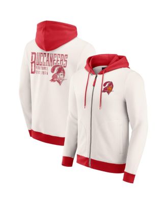 Fanatics - Men's Cream Tampa Bay Buccaneers Distressed Graphics Full-Zip Hoodie