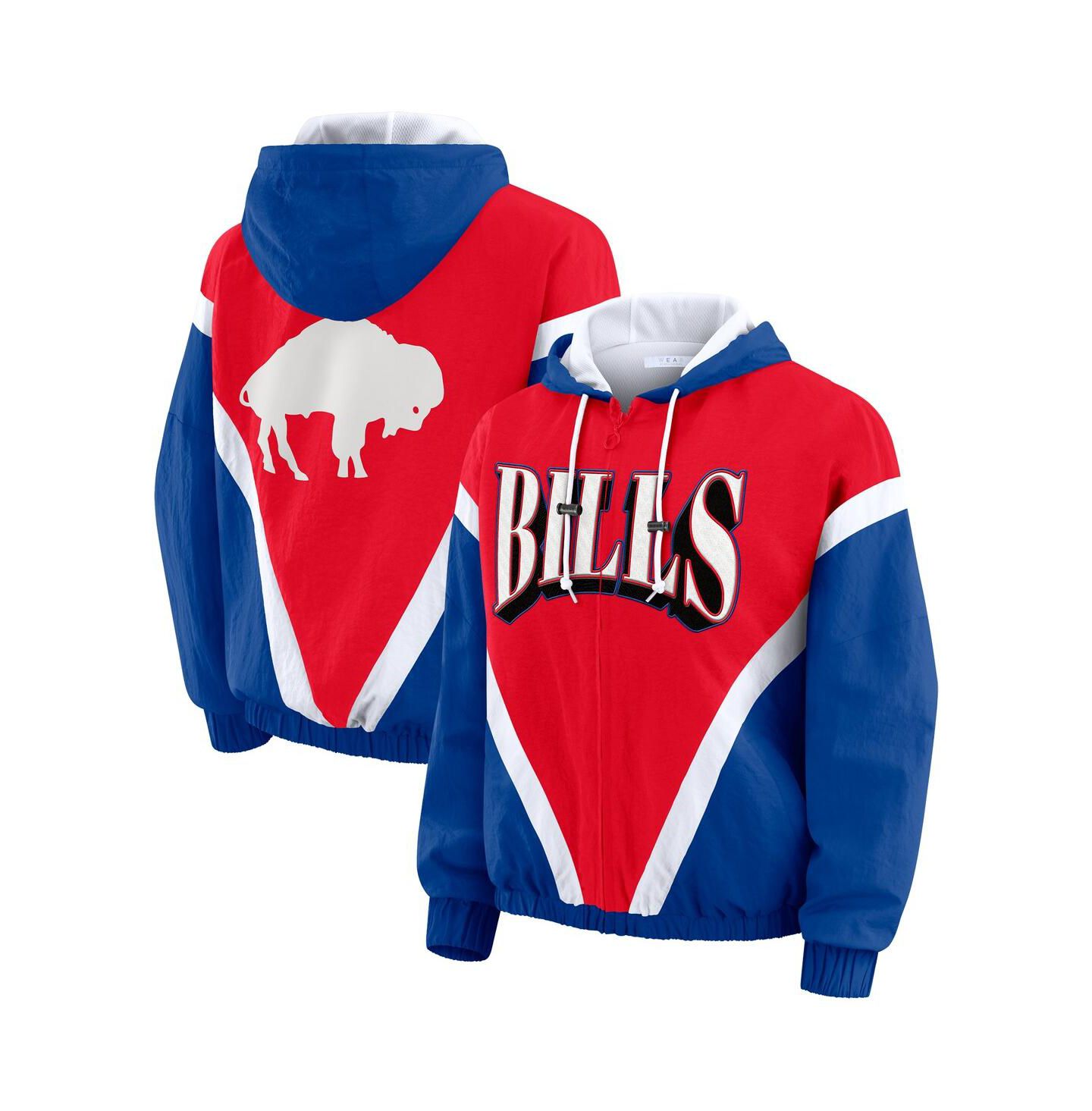 Женская куртка WEAR by Erin Andrews Red/Royal Buffalo Bills Plus Size Retro Crinkle Full-Zip Windbreaker — фото 1