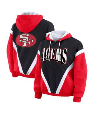 WEAR by Erin Andrews - Women's Scarlet/Black San Francisco 49ers Plus Size Retro Crinkle Full-Zip Windbreaker Jacket