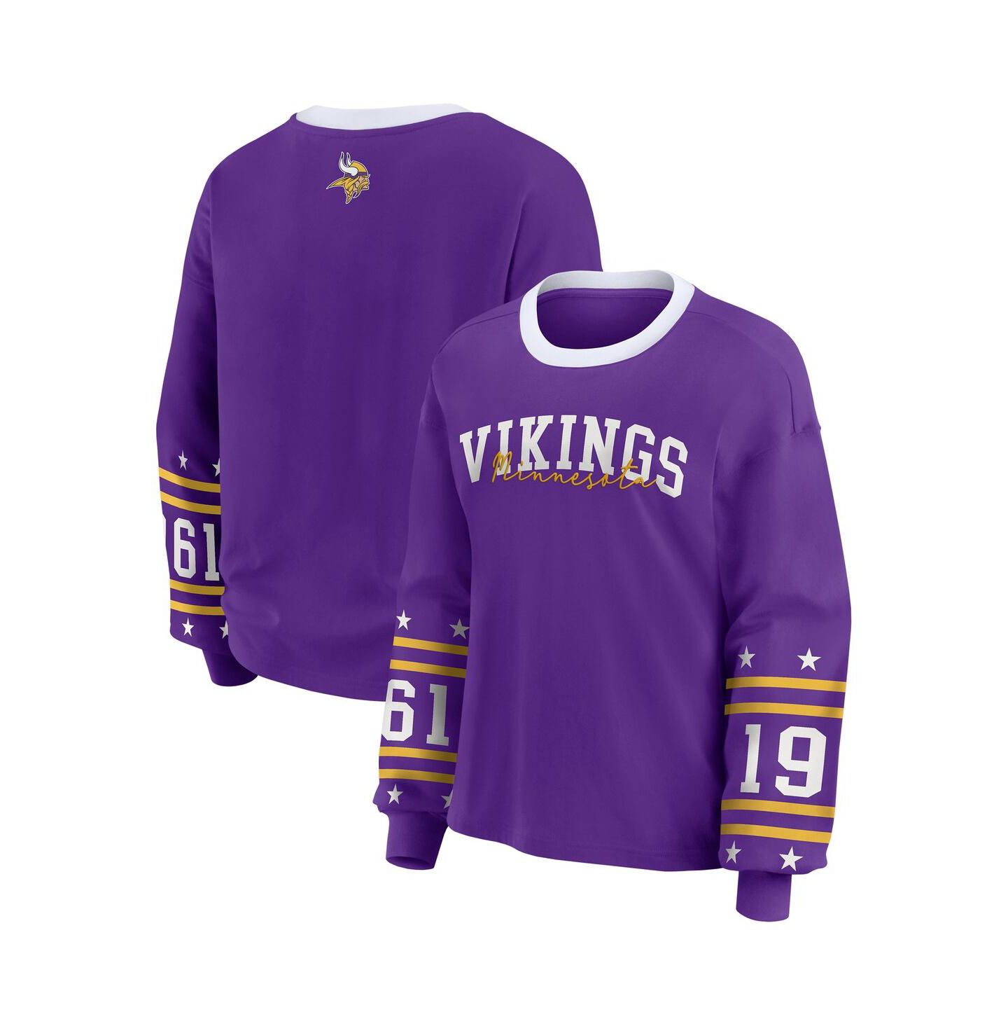 Женская футболка WEAR by Erin Andrews Purple Minnesota Vikings Plus Size Sport Long-Sleeve — фото 1
