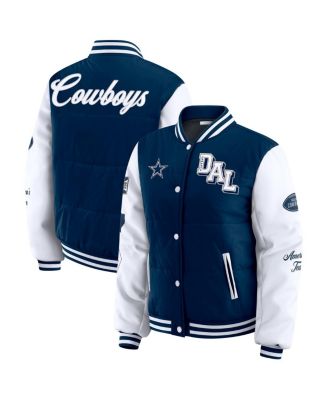 WEAR by Erin Andrews - Women's Navy Dallas Cowboys Varsity Full-Snap Puffer Jacket
