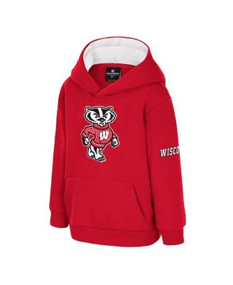 Toddler Red Wisconsin Badgers Big Logo Volume Fleece Pullover Hoodie