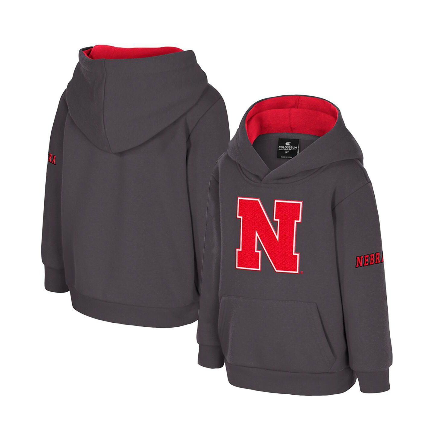 Худи Colosseum Charcoal Nebraska Huskers Big Logo Volume Fleece Pullover для мальчиков-малышей — фото 1