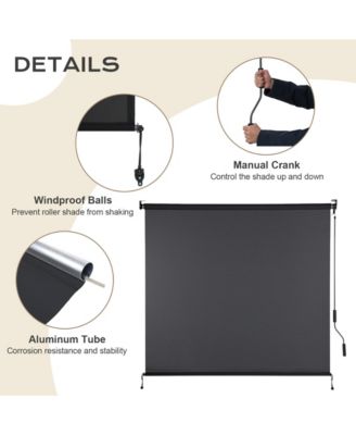 5% Openness Cordless Solar Fabric Roller Shade, Sun Shade for Outdoor Gazebo or Pergola, 95% UV Protection Blinds for Porch Backyard