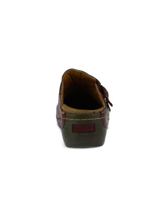 Happy Multi-Strap Leather Slip-On Clogs with Buckle Detail and Removable Insole