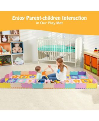 75 Piece Baby Foam Interlocking Play Mat with Fence and Detachable Numbers