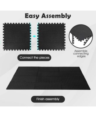 12 Piece Puzzle Interlocking Flooring Mat with Waterproof Anti-Slip Surface