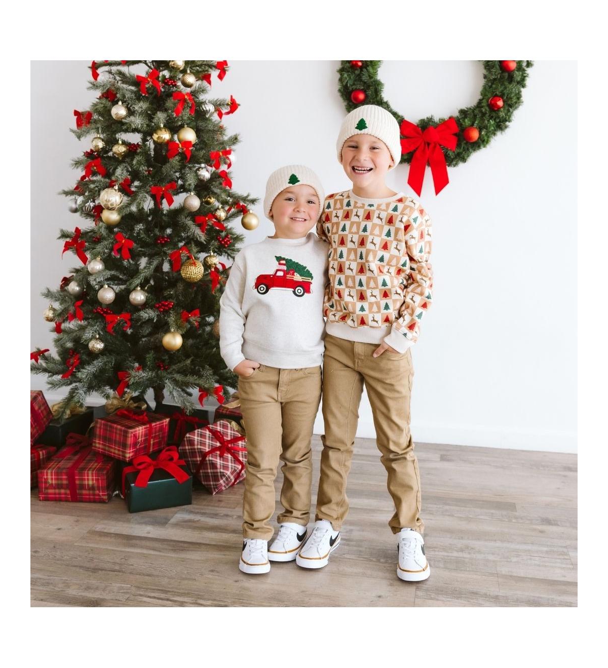 Sweet Wink Toddler Boys Christmas Truck Patch Sweatshirt