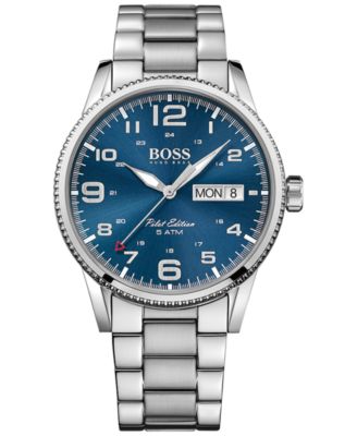 BOSS - Men's Pilot Stainless Steel Bracelet Watch 44mm 1513329