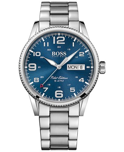 BOSS Hugo Boss Men's Pilot Stainless Steel Bracelet Watch 44mm 1513329