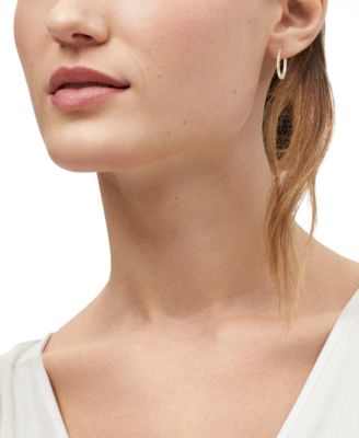 Polished Pattern Hoop Earrings in 14K Yellow Gold