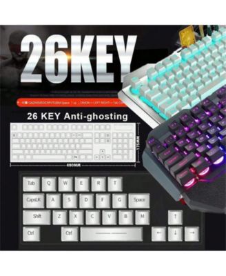 Wireless Gaming Keyboard and Mouse Combo - Backlit Keyboard with Rechargeable 3000mAh Battery,Removable Wrist Rest and  7 Color Mute Mouse