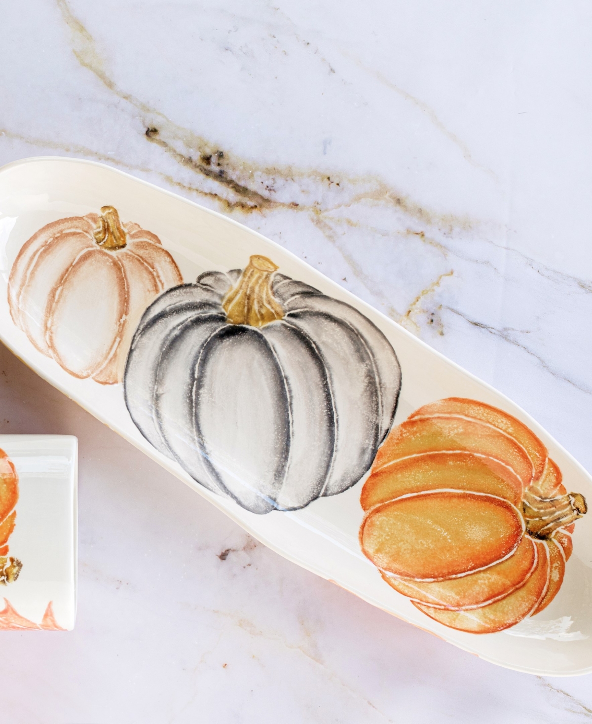 Vietri Pumpkins Narrow Oval Platter In Multi