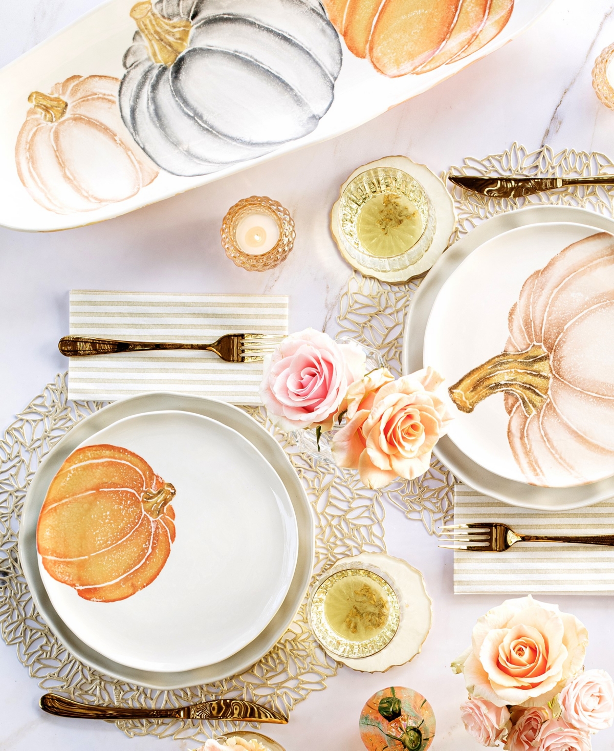 Vietri Pumpkins Narrow Oval Platter In Multi