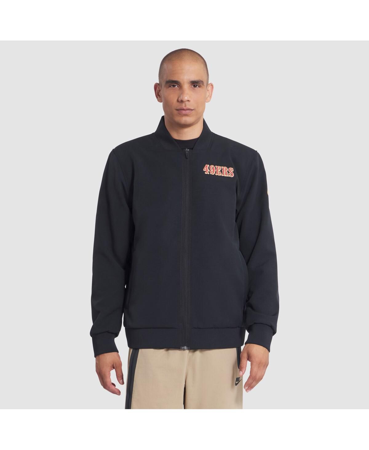 Мужская черная куртка-бомбер на молнии Sideline из коллекции San Francisco 49ers 2025 Rivalries Collection