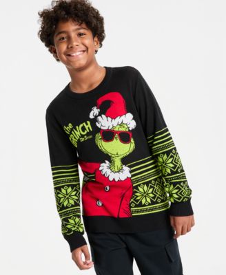 Boys' 5-20 Printed Long-Sleeve Sweater