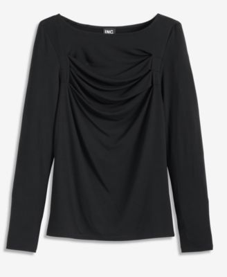 Women's Open-Neck Placed-Pleat Top, Macy's Exclusive