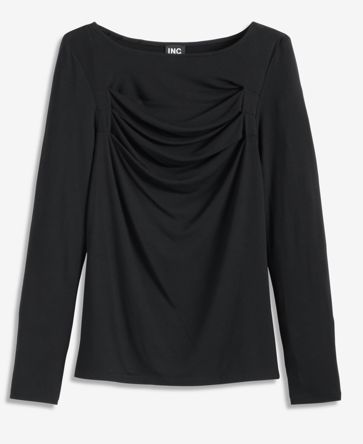 Inc International Concepts Women's Open-neck Placed-pleat Top, Macy's Exclusive In Black