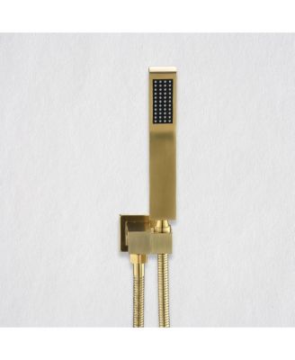 Ceiling Mounted Shower System Combo Set with Handheld and 10&amp;#x22;Shower head, Brushed Gold