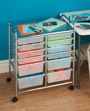 Honey Can Do - Rolling Storage Cart and Organizer, 12 Plastic Drawers