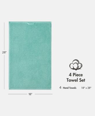 Diagonal Ribbed Cotton 4-Pc. Hand Towel Set