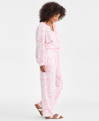 Women's Printed Cotton Gauze Pull-On Pants