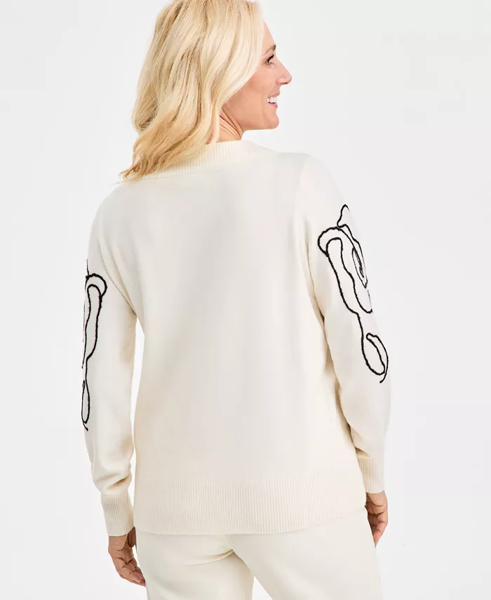 Petite Embroidered Soutache Long-Sleeve Sweater - thumbnail 7
