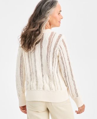 Petite Texture Shine Long-Sleeve Sweater, Macy's Exclusive