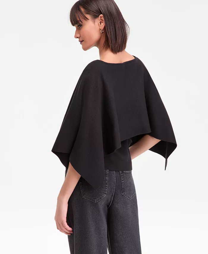 Women's Asymmetrical Cape Overlay Sweater - thumbnail 2