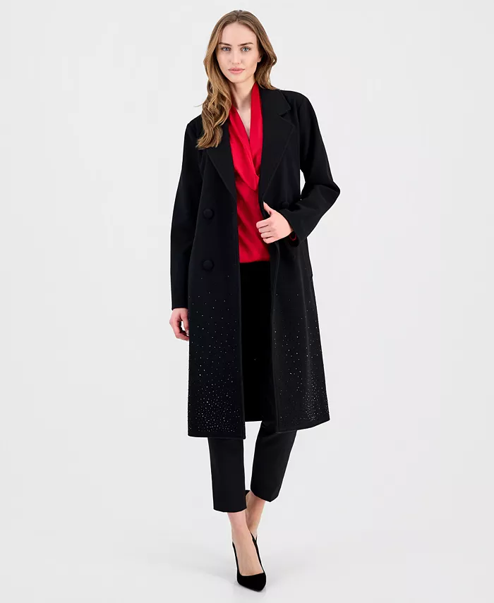 Women's Double-Breasted Embellished Coat - thumbnail 4