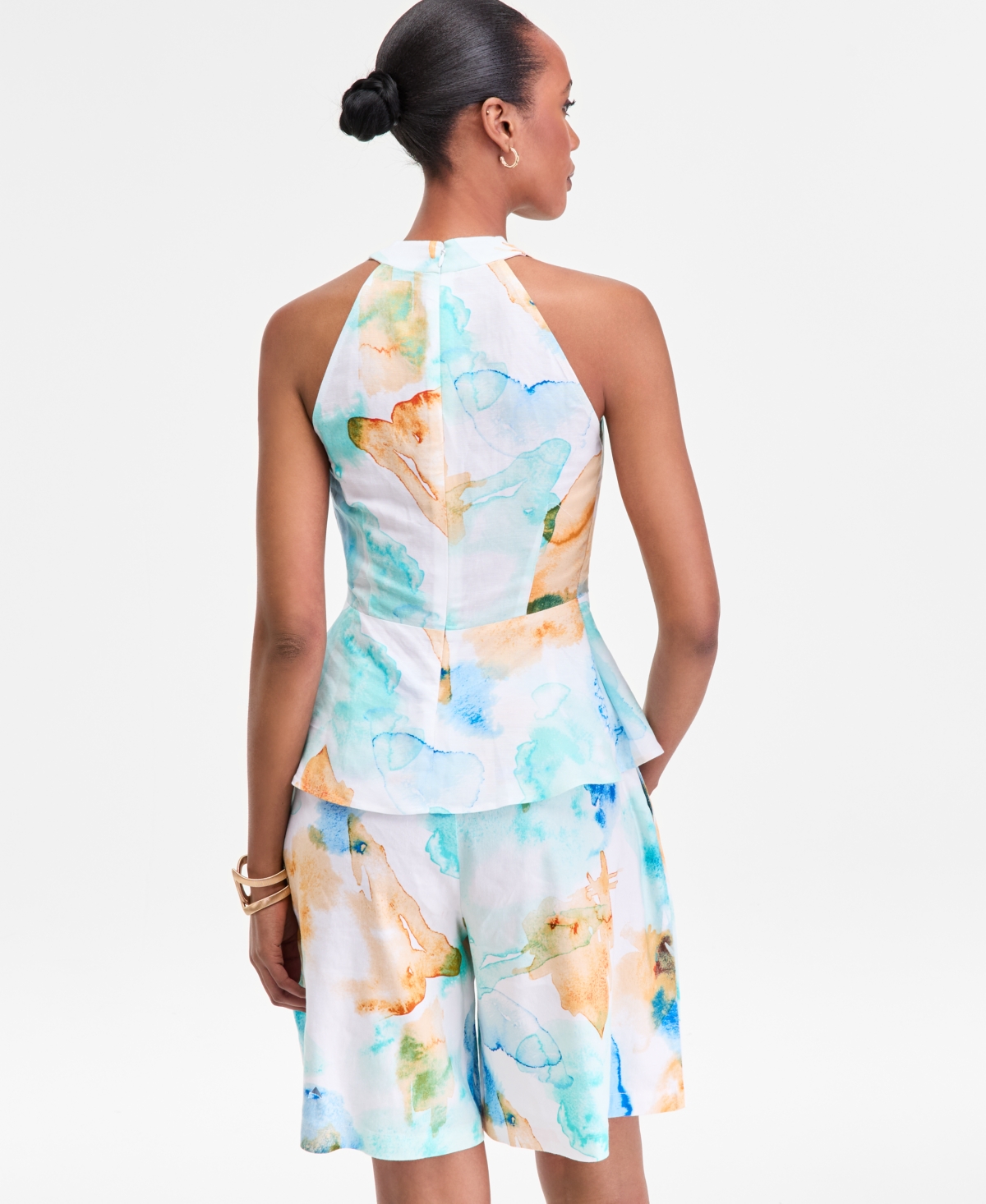 I.n.c. International Concepts Women's Printed Tie-Waist Halter Top, Macy's Exclusive