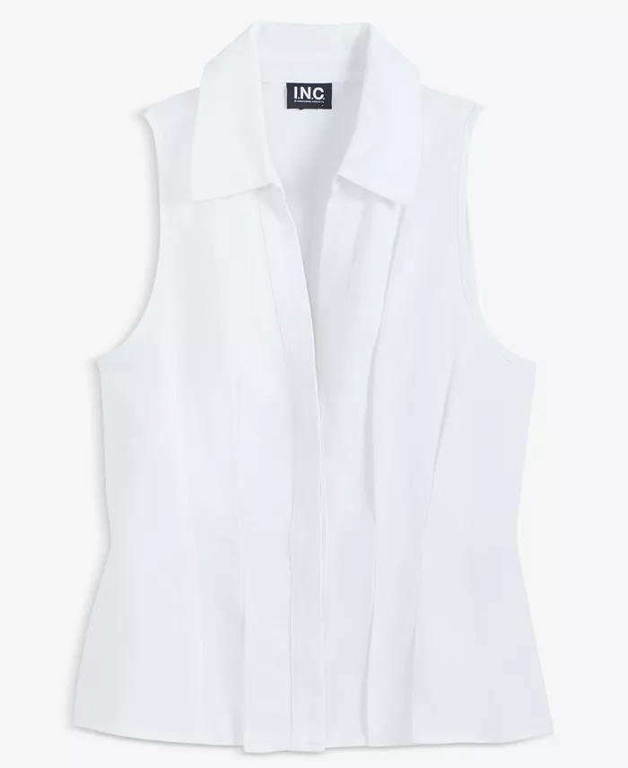 Women's Sleeveless Collared Linen Button-Down Shirt - thumbnail 9