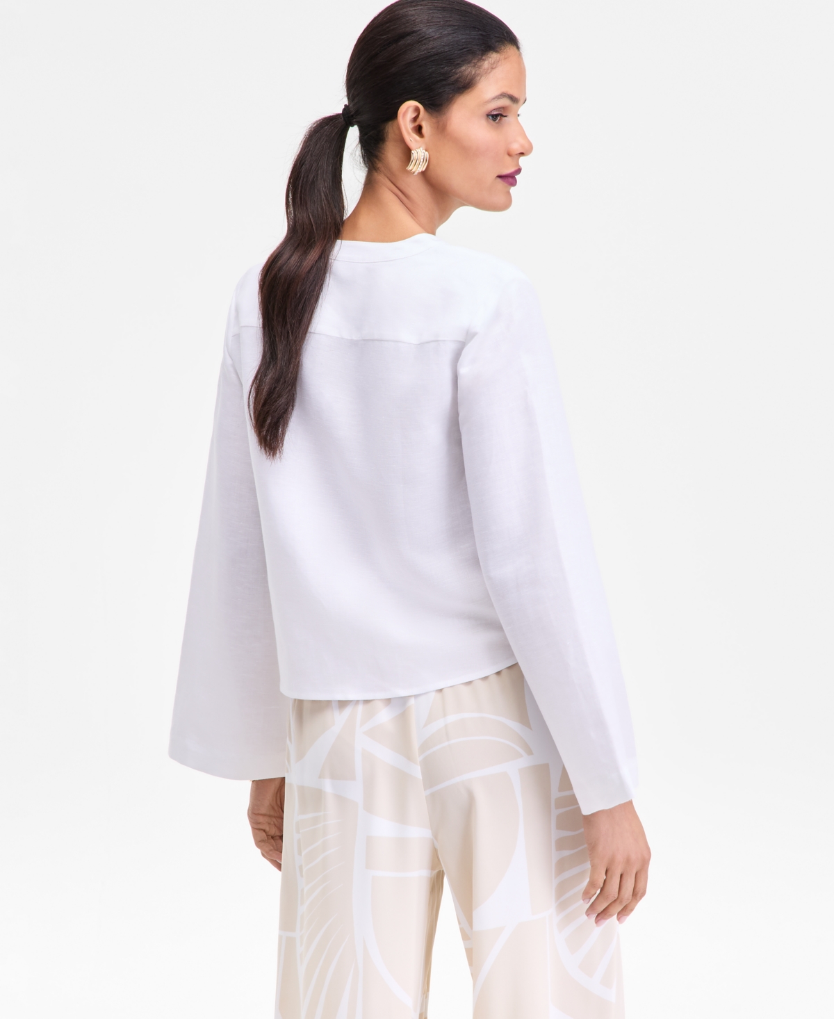 I.n.c. International Concepts Women's Tie-Front Button-Up Blouse, Macy's Exclusive