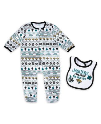 WEAR by Erin Andrews - Baby Boys and Girls Jacksonville Jaguars Allover Print Full-Zip Sleeper Bib Set