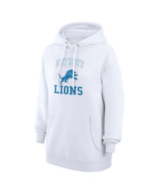 Women's White Detroit Lions Team Logo Graphic Fleece Tri-Blend Pullover Hoodie